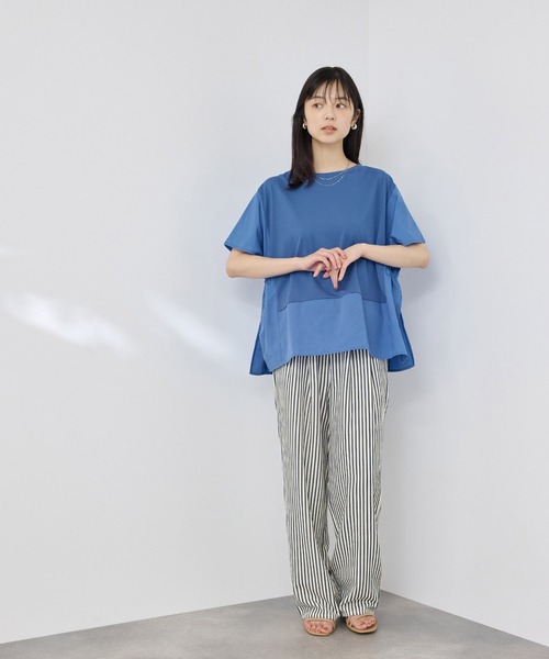 NAVY(ネイビー)の「【SARARI /サラリ】接触冷感 DRY UVカット 異素材切替クルーネック UVカットプルオーバー(Tシャツ/カットソー・レディース・ベージュ/ブルー/ブラック・M/L)」の15枚目の写真
