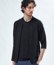 MEN'S BIGI | トリコットジャカード 冷感七分袖サマーニット(Tシャツ/カットソー)