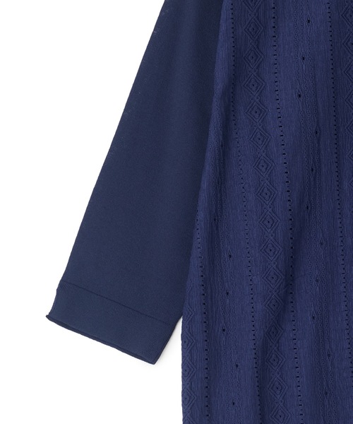 MEN'S BIGI（メンズビギ）の「トリコットジャカード 冷感七分袖サマーニット（Tシャツ/カットソー・メンズ・ブラック/ネイビー・02/03）」の6枚目の写真