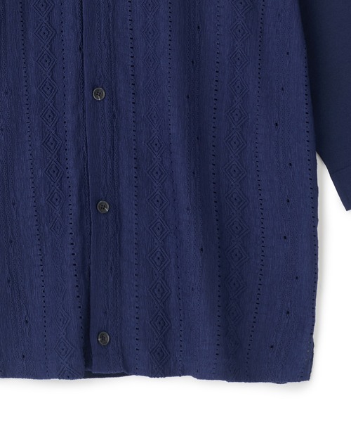 MEN'S BIGI（メンズビギ）の「トリコットジャカード 冷感七分袖サマーニット（Tシャツ/カットソー・メンズ・ブラック/ネイビー・02/03）」の8枚目の写真