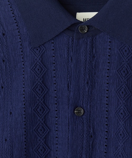 MEN'S BIGI（メンズビギ）の「トリコットジャカード 冷感七分袖サマーニット（Tシャツ/カットソー・メンズ・ブラック/ネイビー・02/03）」の4枚目の写真