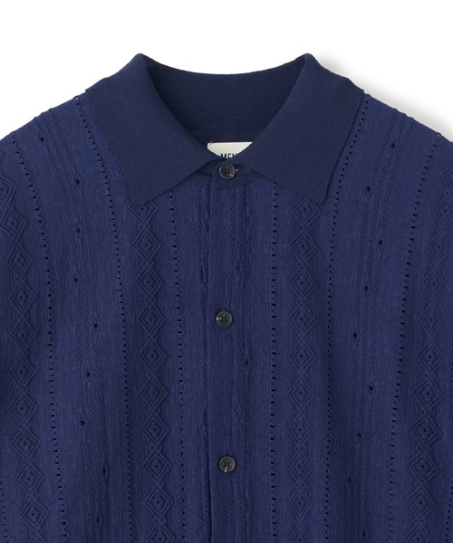 MEN'S BIGI（メンズビギ）の「トリコットジャカード 冷感七分袖サマーニット（Tシャツ/カットソー・メンズ・ブラック/ネイビー・02/03）」の3枚目の写真