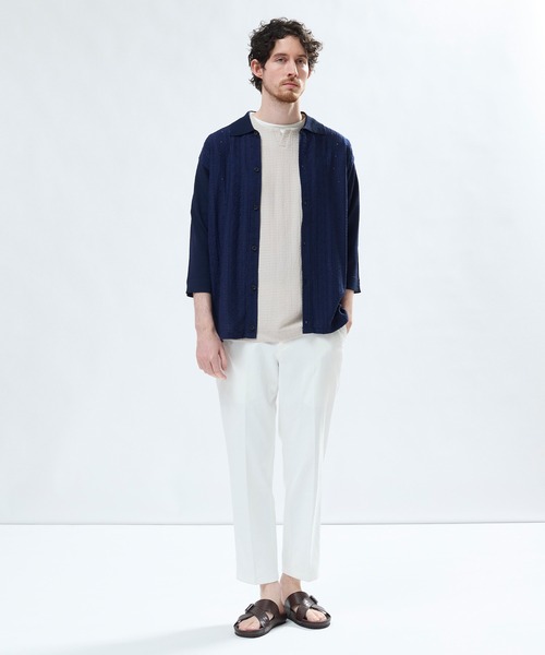 MEN'S BIGI（メンズビギ）の「トリコットジャカード 冷感七分袖サマーニット（Tシャツ/カットソー・メンズ・ブラック/ネイビー・02/03）」の15枚目の写真