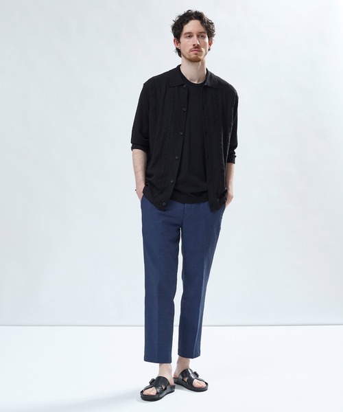 MEN'S BIGI（メンズビギ）の「トリコットジャカード 冷感七分袖サマーニット（Tシャツ/カットソー・メンズ・ブラック/ネイビー・02/03）」の16枚目の写真