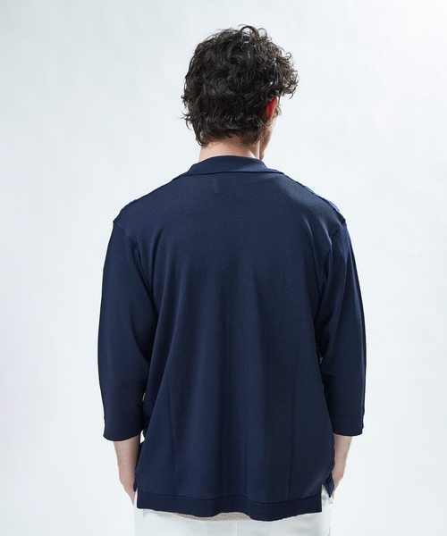 MEN'S BIGI（メンズビギ）の「トリコットジャカード 冷感七分袖サマーニット（Tシャツ/カットソー・メンズ・ブラック/ネイビー・02/03）」の12枚目の写真
