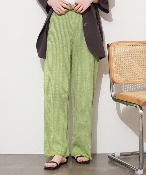 Re:EDIT(リエディ)の「麻タッチミックスカラーニットパンツ(その他パンツ・レディース・グリーン/ブルー・M/L)」の15枚目の写真