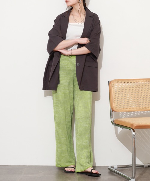 Re:EDIT(リエディ)の「麻タッチミックスカラーニットパンツ(その他パンツ・レディース・グリーン/ブルー・M/L)」の20枚目の写真