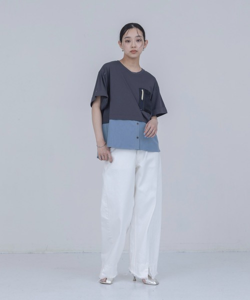 Eimee Law(エイミーロウ)の「テンセルデニムシャツドッキングTシャツ(Tシャツ/カットソー・レディース・ブラック/スミクロ・FREE)」の3枚目の写真