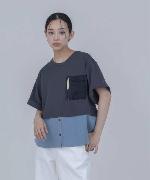 Eimee Law(エイミーロウ)の「テンセルデニムシャツドッキングTシャツ(Tシャツ/カットソー・レディース・ブラック/スミクロ・FREE)」の5枚目の写真
