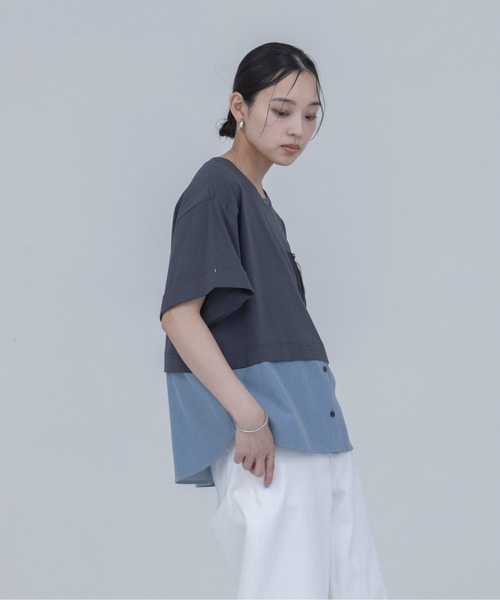 Eimee Law(エイミーロウ)の「テンセルデニムシャツドッキングTシャツ(Tシャツ/カットソー・レディース・ブラック/スミクロ・FREE)」の7枚目の写真