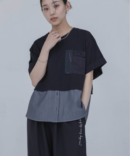 Eimee Law(エイミーロウ)の「テンセルデニムシャツドッキングTシャツ(Tシャツ/カットソー・レディース・ブラック/スミクロ・FREE)」の16枚目の写真
