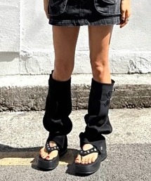Suede belted boots tongs sandal