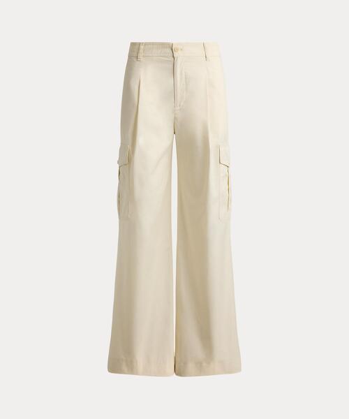 LAUREN RALPH LAUREN（ローレン ラルフ ローレン）の「プリーテッド コットン ツイル ワイドレッグ カーゴ パンツ（カーゴパンツ・レディース・ナチュラル・2/0/4/6/00）」の2枚目の写真