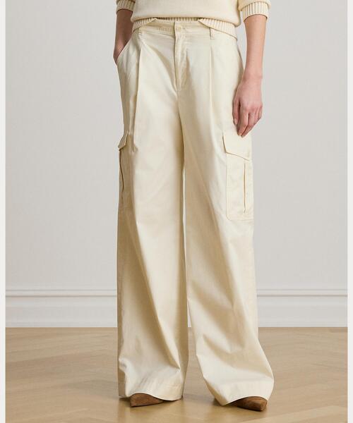 LAUREN RALPH LAUREN（ローレン ラルフ ローレン）の「プリーテッド コットン ツイル ワイドレッグ カーゴ パンツ（カーゴパンツ・レディース・ナチュラル・2/0/4/6/00）」の3枚目の写真