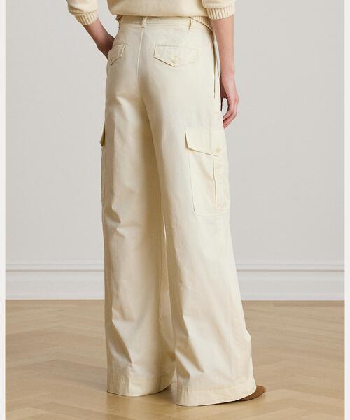 LAUREN RALPH LAUREN（ローレン ラルフ ローレン）の「プリーテッド コットン ツイル ワイドレッグ カーゴ パンツ（カーゴパンツ・レディース・ナチュラル・2/0/4/6/00）」の4枚目の写真