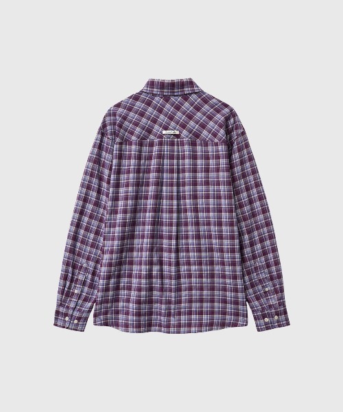 GENERAL IDEA（ジェネラルアイデア）の「【GENERAL IDEA】ルーズフィットチュラルチェックシャツ / LOOSE FIT NATURAL CHECK SHIRT（シャツ/ブラウス・レディース・パープル/レッド系・S/L/M）」の9枚目の写真