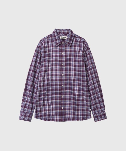 GENERAL IDEA（ジェネラルアイデア）の「【GENERAL IDEA】ルーズフィットチュラルチェックシャツ / LOOSE FIT NATURAL CHECK SHIRT（シャツ/ブラウス・レディース・パープル/レッド系・S/L/M）」の8枚目の写真