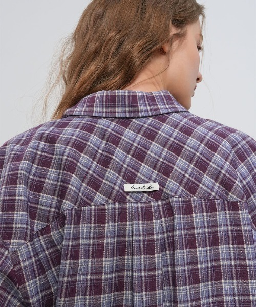 GENERAL IDEA（ジェネラルアイデア）の「【GENERAL IDEA】ルーズフィットチュラルチェックシャツ / LOOSE FIT NATURAL CHECK SHIRT（シャツ/ブラウス・レディース・パープル/レッド系・S/L/M）」の6枚目の写真