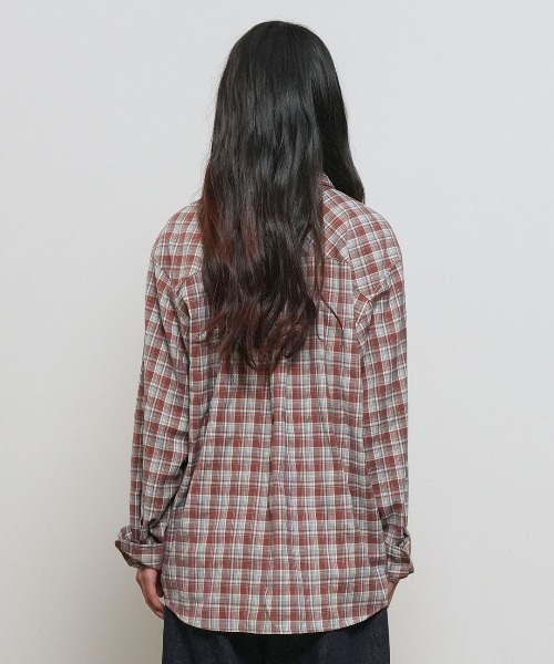 GENERAL IDEA（ジェネラルアイデア）の「【GENERAL IDEA】ルーズフィットチュラルチェックシャツ / LOOSE FIT NATURAL CHECK SHIRT（シャツ/ブラウス・レディース・パープル/レッド系・S/L/M）」の12枚目の写真