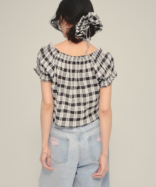 eL(エル)の「【eL】Made in India Gingham Check Blouse/660788(シャツ/ブラウス・レディース・ブラック系その他/ネイビー系・FREE)」の5枚目の写真