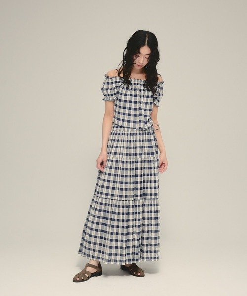 eL(エル)の「【eL】Made in India Gingham Check Blouse/660788(シャツ/ブラウス・レディース・ブラック系その他/ネイビー系・FREE)」の6枚目の写真