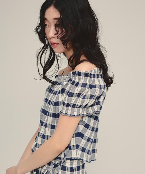 eL(エル)の「【eL】Made in India Gingham Check Blouse/660788(シャツ/ブラウス・レディース・ブラック系その他/ネイビー系・FREE)」の8枚目の写真