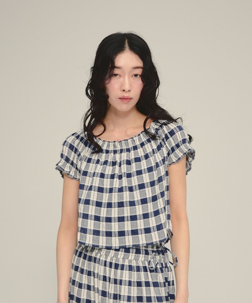 eL(エル)の「【eL】Made in India Gingham Check Blouse/660788(シャツ/ブラウス・レディース・ブラック系その他/ネイビー系・FREE)」の12枚目の写真