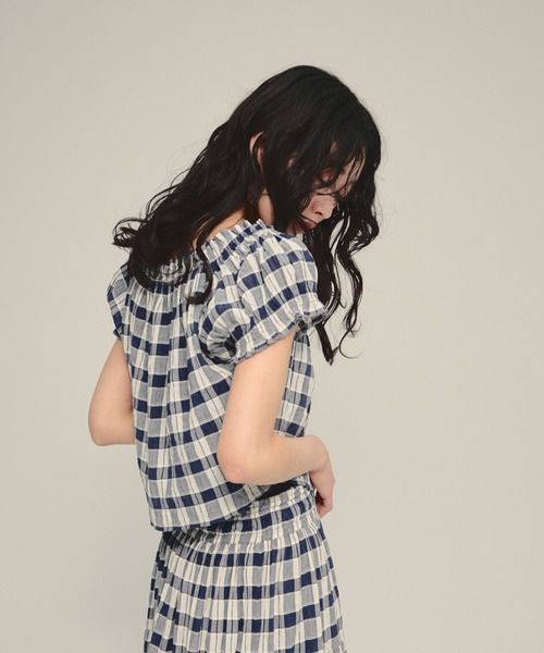 eL(エル)の「【eL】Made in India Gingham Check Blouse/660788(シャツ/ブラウス・レディース・ブラック系その他/ネイビー系・FREE)」の13枚目の写真