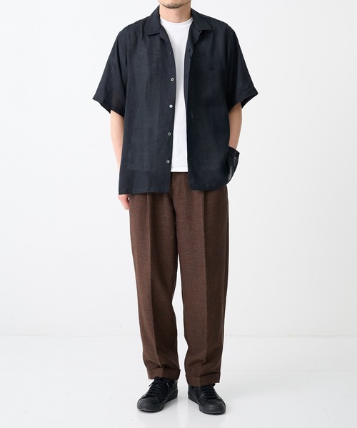 markaware(マーカウェア)の「【MARKAWARE/マーカウェア】NEW OPEN COLLAR S/S SHIRT/(清涼・軽量)/ヘンプ細布 / ニューオープンカラーS/Sシャツ(シャツ/ブラウス・メンズ・ライトベージュ/ブラック・1/2)」の19枚目の写真