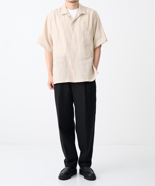 markaware(マーカウェア)の「【MARKAWARE/マーカウェア】NEW OPEN COLLAR S/S SHIRT/(清涼・軽量)/ヘンプ細布 / ニューオープンカラーS/Sシャツ(シャツ/ブラウス・メンズ・ライトベージュ/ブラック・1/2)」の9枚目の写真
