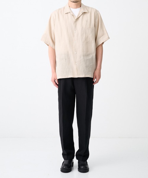markaware(マーカウェア)の「【MARKAWARE/マーカウェア】NEW OPEN COLLAR S/S SHIRT/(清涼・軽量)/ヘンプ細布 / ニューオープンカラーS/Sシャツ(シャツ/ブラウス・メンズ・ライトベージュ/ブラック・1/2)」の10枚目の写真