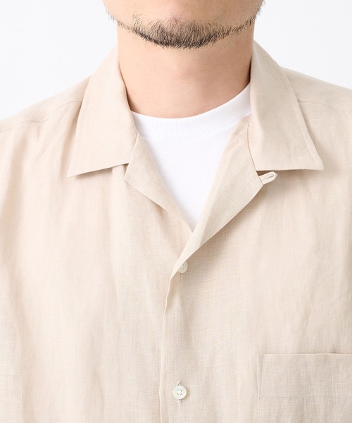 markaware(マーカウェア)の「【MARKAWARE/マーカウェア】NEW OPEN COLLAR S/S SHIRT/(清涼・軽量)/ヘンプ細布 / ニューオープンカラーS/Sシャツ(シャツ/ブラウス・メンズ・ライトベージュ/ブラック・1/2)」の14枚目の写真