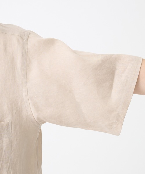 markaware(マーカウェア)の「【MARKAWARE/マーカウェア】NEW OPEN COLLAR S/S SHIRT/(清涼・軽量)/ヘンプ細布 / ニューオープンカラーS/Sシャツ(シャツ/ブラウス・メンズ・ライトベージュ/ブラック・1/2)」の15枚目の写真
