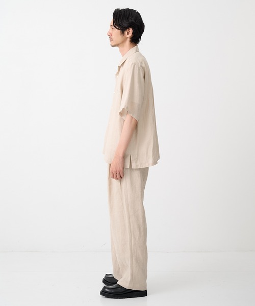 markaware(マーカウェア)の「【MARKAWARE/マーカウェア】NEW OPEN COLLAR S/S SHIRT/(清涼・軽量)/ヘンプ細布 / ニューオープンカラーS/Sシャツ(シャツ/ブラウス・メンズ・ライトベージュ/ブラック・1/2)」の7枚目の写真