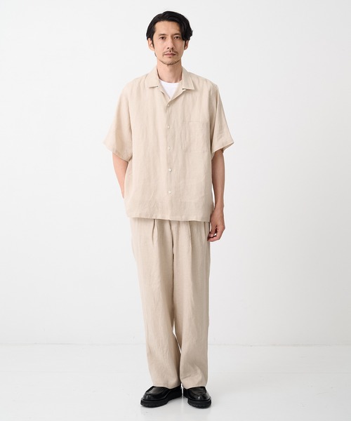 markaware(マーカウェア)の「【MARKAWARE/マーカウェア】NEW OPEN COLLAR S/S SHIRT/(清涼・軽量)/ヘンプ細布 / ニューオープンカラーS/Sシャツ(シャツ/ブラウス・メンズ・ライトベージュ/ブラック・1/2)」の5枚目の写真