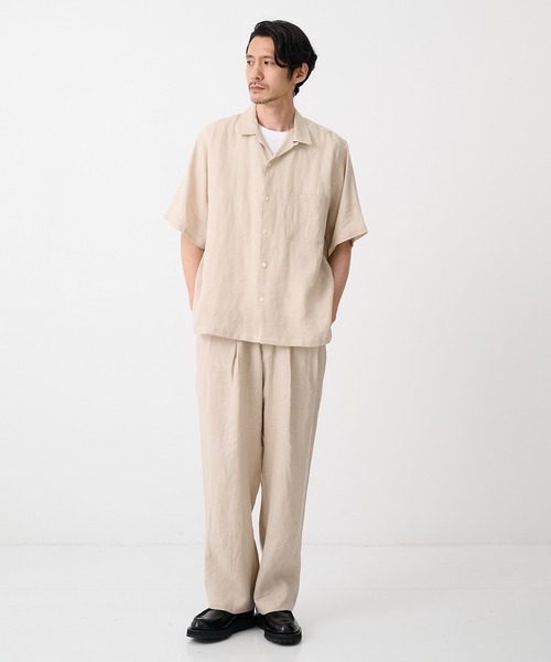 markaware(マーカウェア)の「【MARKAWARE/マーカウェア】NEW OPEN COLLAR S/S SHIRT/(清涼・軽量)/ヘンプ細布 / ニューオープンカラーS/Sシャツ(シャツ/ブラウス・メンズ・ライトベージュ/ブラック・1/2)」の6枚目の写真