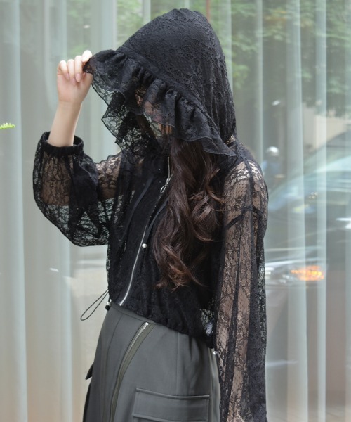 axes femme(アクシーズファム)の「ドロストレースパーカー(パーカー・レディース・ブラック/ホワイト・FREE)」の8枚目の写真