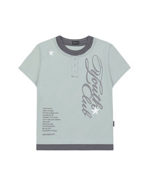 カットオフスター レイヤードヘンリーネックグラフィックTシャツ - ミスティミント
