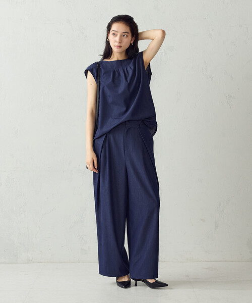 COMME CA ISM(コムサイズム)の「【セットアップ対応】タックブラウス(シャツ/ブラウス・レディース・カーキ/ネイビー・LARGE/MEDIUM)」の14枚目の写真