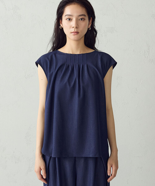 COMME CA ISM(コムサイズム)の「【セットアップ対応】タックブラウス(シャツ/ブラウス・レディース・カーキ/ネイビー・LARGE/MEDIUM)」の11枚目の写真