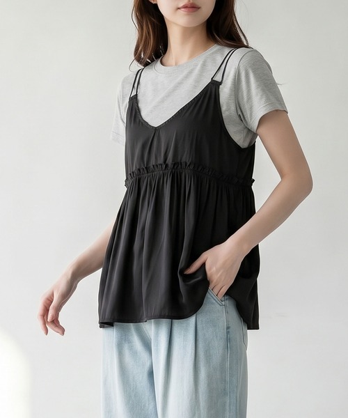 aimoha(アイモハ)の「レイヤードトップスセット(Tシャツ/カットソー・レディース・ライトグレー・M)」の6枚目の写真
