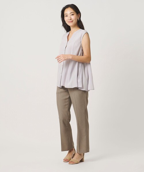 A DAY IN THE LIFE UNITED ARROWS（アデイインザライフユナイテッドアローズ）の「ヴィンテージサテン フレア キーネックブラウス＜A DAY IN THE LIFE＞（シャツ/ブラウス・レディース・ブラック/ライトグレー/イエロー・FREE）」の5枚目の写真