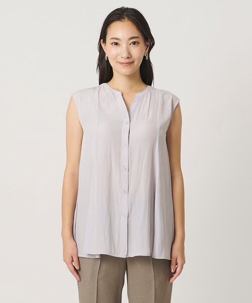 A DAY IN THE LIFE UNITED ARROWS（アデイインザライフユナイテッドアローズ）の「ヴィンテージサテン フレア キーネックブラウス＜A DAY IN THE LIFE＞（シャツ/ブラウス・レディース・ブラック/ライトグレー/イエロー・FREE）」の6枚目の写真