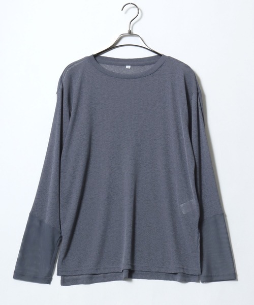 ANPAS（アンパス）の「Semi-Sheer Tulle Sleeve T-Shirt  / セミシアー袖チュール切替Tシャツ／透け感トップス 大人フェミニン シアーカットソー 長袖（Tシャツ/カットソー・レディース・ブラック/ダークブラウン/クリーム/ブルーグレー・L/M）」の12枚目の写真