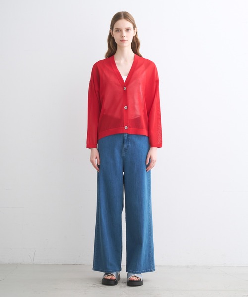 three dots(スリードッツ)の「スリークシアー カーディガン(カーディガン/ボレロ・レディース・ブラック/ネイビー/グレー系その他/レッド・SMALL)」の14枚目の写真
