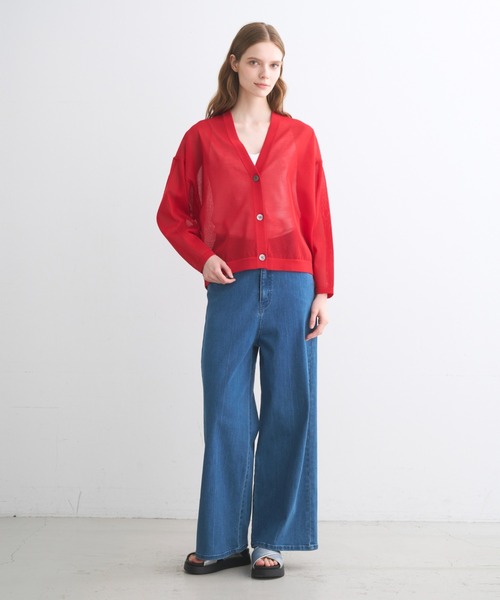 three dots(スリードッツ)の「スリークシアー カーディガン(カーディガン/ボレロ・レディース・ブラック/ネイビー/グレー系その他/レッド・SMALL)」の12枚目の写真