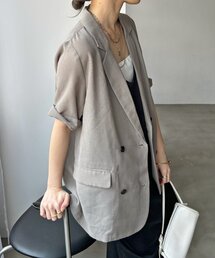 DouDou | ウォッシャブル5分袖シアーダブルジャケット(テーラードジャケット)