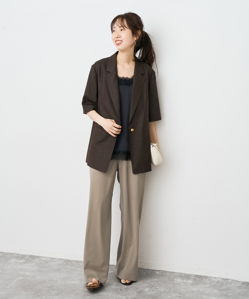 Spick & Span(スピックアンドスパン)の「《WEB限定 / 追加3》ドライストレッチイージーパンツ(スラックス・レディース・ベージュ/ブラック・34/40/38/36)」の5枚目の写真