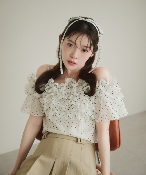 fupel(フぺル)の「2way frill blouse / 2wayフリルブラウス(シャツ/ブラウス・レディース・オフホワイト/ライトブルー・FREE)」の20枚目の写真