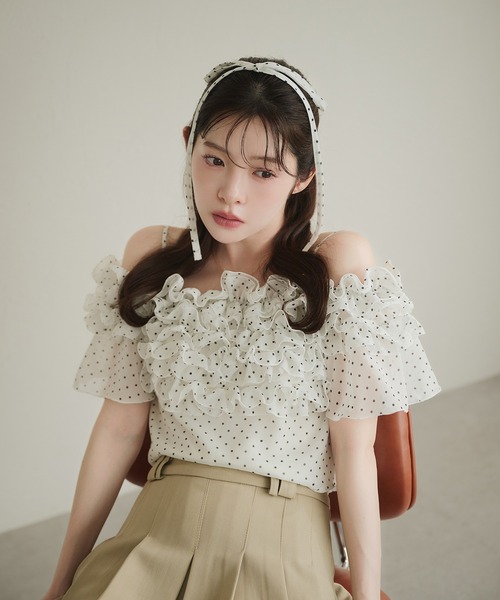 fupel(フぺル)の「2way frill blouse / 2wayフリルブラウス(シャツ/ブラウス・レディース・オフホワイト/ライトブルー・FREE)」の21枚目の写真